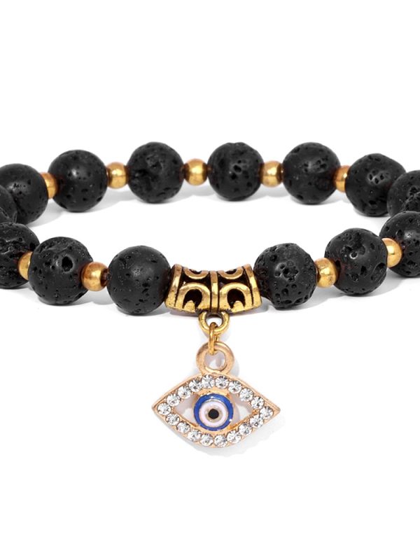 Oval Pink Evil Eye Zebra Bracelet